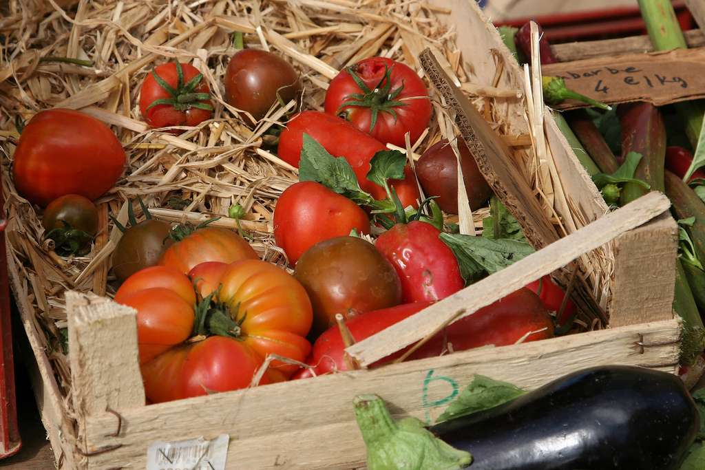 Tomates et légumes au marché