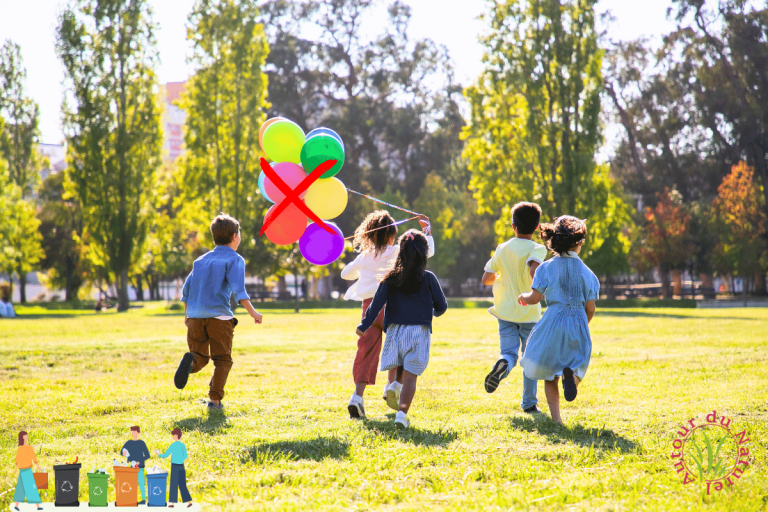 enfants qui courrent lors d'un anniversaire zero dechets