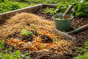 compostage sur place dans un potager