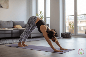 femme qui fait son yoga matinal